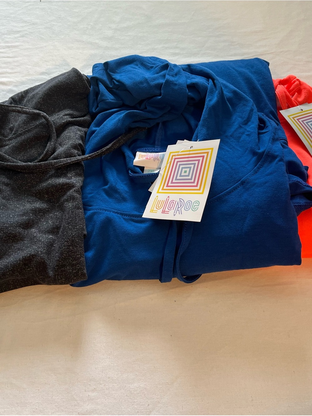 LuLaRoe Multicolor Logo Dark Heather Pullover